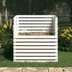 Kompostlåda vit 100x100x102 cm massiv furu