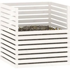 Kompostlåda vit 100x100x102 cm massiv furu