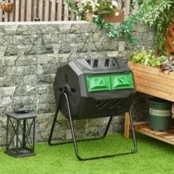 Komposttunna - Trädgårdskompost - 30 L Kapacitet - Metall - Rund - Chokladbrun