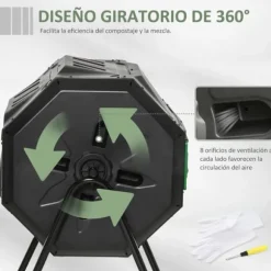 Komposttunna - Trädgårdskompost - 30 L Kapacitet - Metall - Rund - Chokladbrun