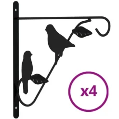 Konsoler för hängande korgar - 4 st svart stål | Färg: Svart | Storlek: Standard
