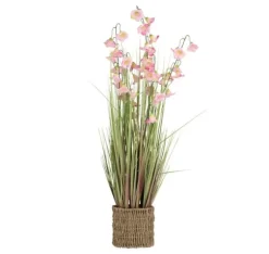 Konstgjord blomma I TRÄDGÅRD H87cm, lila campanula, gräs med kruka