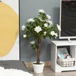 Konstgjord rosbuske 90 cm med kruka, för hem, kontor & trädgård