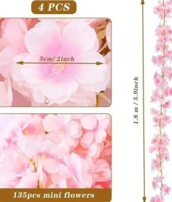 Konstgjorda blommor, 4 st 6ft konstgjord körsbärsblomskrans hängande hem Bröllopsträdgård