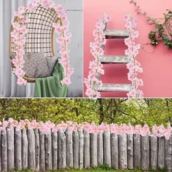 Konstgjorda blommor, 4 st 6ft konstgjord körsbärsblomskrans hängande hem Bröllopsträdgård