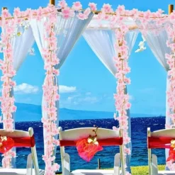 Konstgjorda blommor, 4 st 6ft konstgjord körsbärsblomskrans hängande hem Bröllopsträdgård