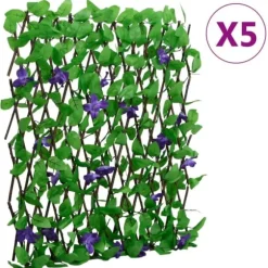 Konstväxt murgröna spaljé 5 st - Expanderbar väggdekoration | Färg: Grön | Storlek: 180x70 cm