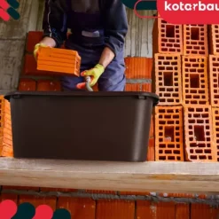 KOTARBAU® Rektangulär trädgårdscontainer Murbrukscontainer 45 l brun 3-pack