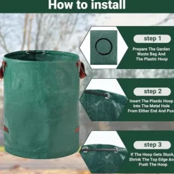 Kraftiga trädgårdsavfallspåsar - 500L x 2-pack Återanvändbara trädgårdsavfallspåsar med handtag