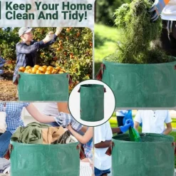 Kraftiga trädgårdsavfallspåsar - 500L x 2-pack Återanvändbara trädgårdsavfallspåsar med handtag