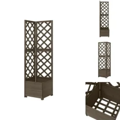 Krukor & odlingslådor - Living Hörnspaljé med odlingslåda grå 40x40x150 cm massivt granträ