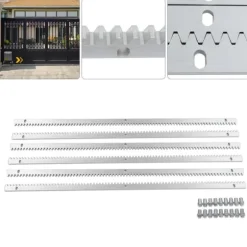 Kuggstänger till elektrisk skjutgrindsöppnare, 6 m (6×1 m), rostfritt stål, silver