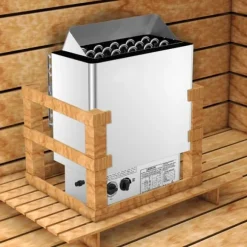 9KW Bastuvärmare 380V-415V Våt&Torr Elektrisk med inbyggd kontrollenhet i rostfritt stål.