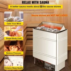 9kW hem/kommersiell väggmonterad elektrisk bastuaggregat med extern styrenhet, justerbar tid och temperatur, lätt att installera