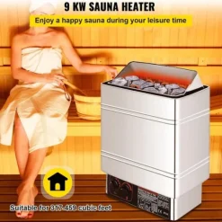 9KW våt och torr elektrisk bastuvärmare, snabb uppvärmning, justerbar tid/temp