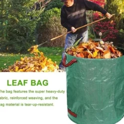 272L trädgårdsväska, 2-pack återanvändbara rivsäkra återvinningspåsar 4 handtag, vattenavvisande avfallspåse i förstärkt tyg [1274]