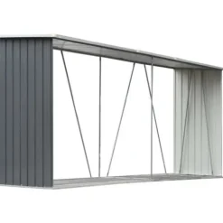 Lagermetod för trä - vidaXL - 330x84x152 cm - Galvaniserat stål - Grå - Traditionellt tak