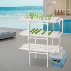 3-lagers hydroponiskt system, 108 växtplatser, vattensnålt design, lätt att montera