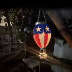 LED Solar varmluftsballonglampa Trädgårdshängande nattlampa för utomhusfestdekor