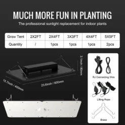 LED V grow light, 300W fullspektrum, dimbar, hög avkastning, Samsung dioder för inomhusodling och växthus.