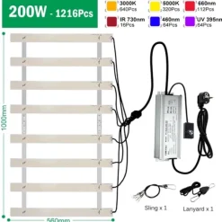 LED Växtlampa, Dimbar Fullspektrum, Hög LED-Mängd,200W