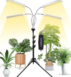 LED växtlampa för inomhusbruk – 420 fullspektrum LED med justerbart stativ 40–160 cm, golvlampa för odlingsväxter