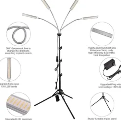 LED växtlampa för inomhusbruk – 420 fullspektrum LED med justerbart stativ 40–160 cm, golvlampa för odlingsväxter