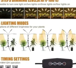 LED växtlampa för inomhusbruk – 420 fullspektrum LED med justerbart stativ 40–160 cm, golvlampa för odlingsväxter