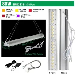 LED Växtlampa, Full Spektrum, Energisnål,80W