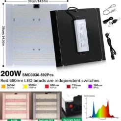 LED Växtlampa, Full Spektrum, Dimmbar Funktion,EU, Röd ljusströmbrytare