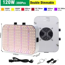 LED Växtlampa, Full Spektrum, Dubbel Dämpbar,120W