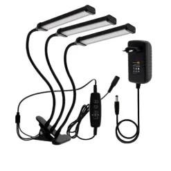 LED Växtlampa, Skrivbordsclip & Golvstående, 12V Dimmbar, Justerbar Längd 40cm-160cm,60W Röd Blå