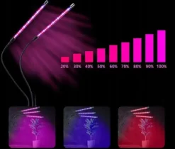 LED-lampa för odling av växter, fullspektrumblomning med klämmjustering
