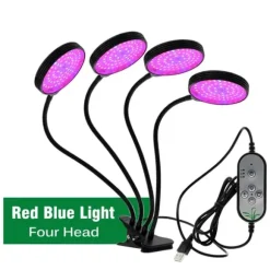 LED-växtlampa, Fullspektrumskontroll, Solliknande Fytolampa, TypA 4 huvud