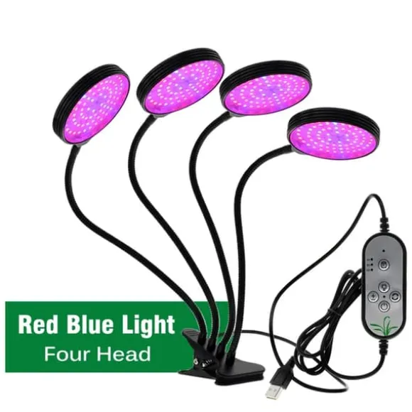 LED-växtlampa, Fullspektrumskontroll, Solliknande Fytolampa, TypA 4 huvud
