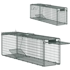 Levande djurfälla, Mått 100x24x30 cm, Två dörrar, Färgval,Grön