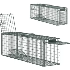 Levande djurfälla, Mått 100x24x30 cm, Två dörrar, Färgval,Grön