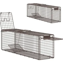 Levande djurfälla, Mått 100x24x30 cm, Två dörrar, Färgval,Brun