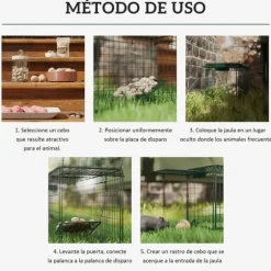 Levandefångstfälla - Burfälla för råttor - Mått 100 x 24 x 30 cm - Två dörrar - Stålram - För inomhus och utomhus - Brun