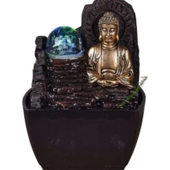 Liten hartsfontän inomhus med Theravada Buddha LED
