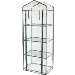 Litet Växthus med 4 Hyllplan & PVC-Överdrag | Dragkedja Planteringsspade Vattentätt