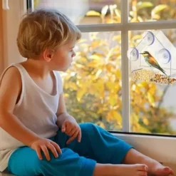 Lollanda Fågelmatare i akryl med sugpropp – fågelbad & matskål för fåglar, 15×5.5×16 cm