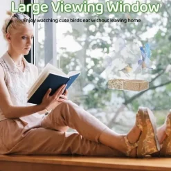Lollanda Fågelmatare i akryl med sugpropp – fågelbad & matskål för fåglar, 15×5.5×16 cm