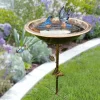 Lollanda Fågelmatare i metall, vintage fågelbad, diameter 30,5 cm, passar för trädgård, gräsmatta, terrass och gård, lätt att montera och rengöra