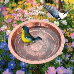 Lollanda Fågelmatare i metall, vintage fågelbad, diameter 30,5 cm, passar för trädgård, gräsmatta, terrass och gård, lätt att montera och rengöra