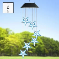 Lollanda Färgskiftande blå stjärnformad LED-vindspel – romantisk och vattentät dekorationslampa för trädgård och uteplats