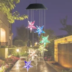 Lollanda Färgskiftande blå stjärnformad LED-vindspel – romantisk och vattentät dekorationslampa för trädgård och uteplats