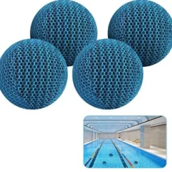 Lollanda 4-pack 7 cm återanvändbara filterbollar – effektiv uppsugning, passar för bubbelbad och poolrengöring