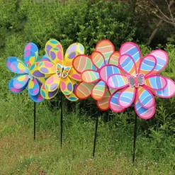 Lollanda 4-pack färgglad vindsnurra för trädgård och uteplats – trädgårdsdekoration och fågelskrämma för gräsmatta, gård och rabatter