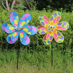 Lollanda 4-pack färgglad vindsnurra för trädgård och uteplats – trädgårdsdekoration och fågelskrämma för gräsmatta, gård och rabatter
